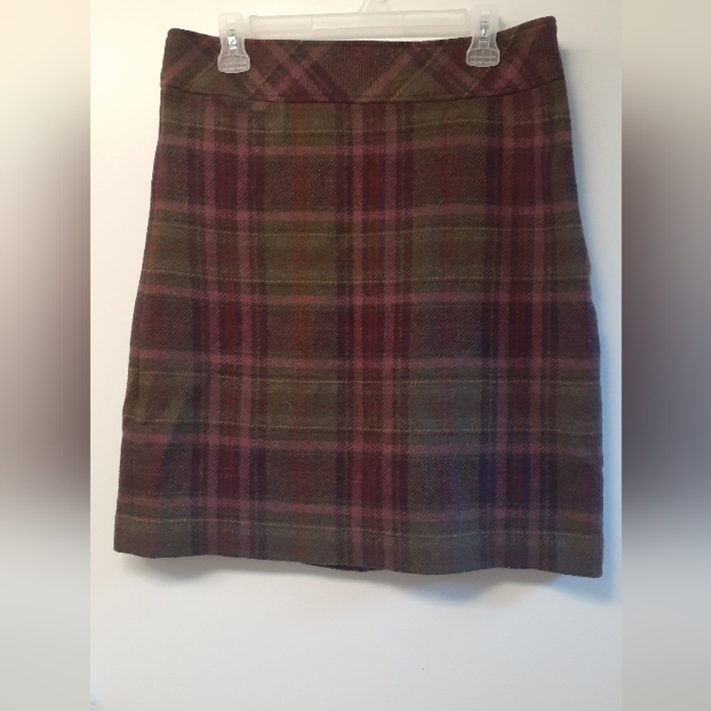 L.L. Bean purple/green plaid pencil skirt - size 12